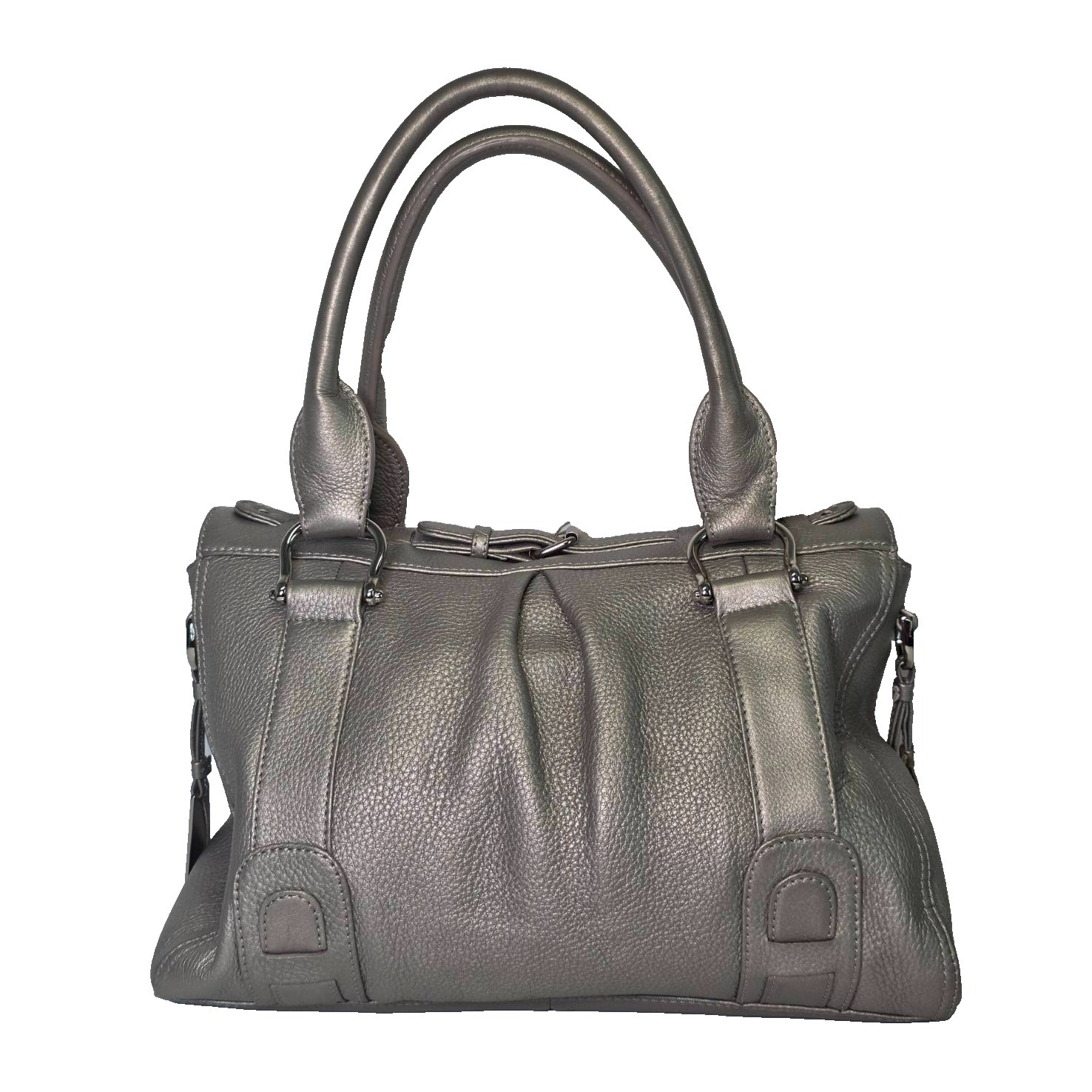 Great American Leather Works Women's Purse Silver Gray Medium Shoulder Bag Vtg